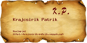 Krajcsirik Patrik névjegykártya
